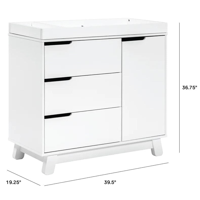 Babyletto Hudson 3-Drawer Changer Dresser, KD w/Removable Changing Tray In White
