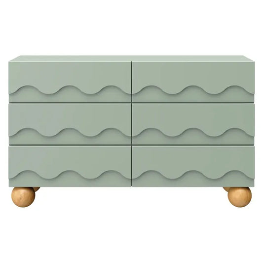 Babyletto Lido Wave 6-Drawer Assembled Dresser - Light Sage / Honey - M31116LSHY