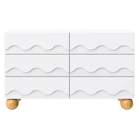 Babyletto Lido Wave 6-Drawer Assembled Dresser - White / Honey - M31116WHY