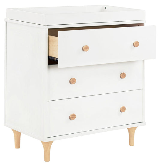 Babyletto Lolly 3-Drawer Changer Dresser, KD with Removable Changing Tray - White Natural - M9023WN