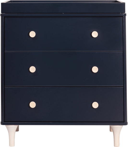 Babyletto Lolly 3-Drawer Changer Dresser with Changing Tray - Navy/Washed Natural - M9023VNX