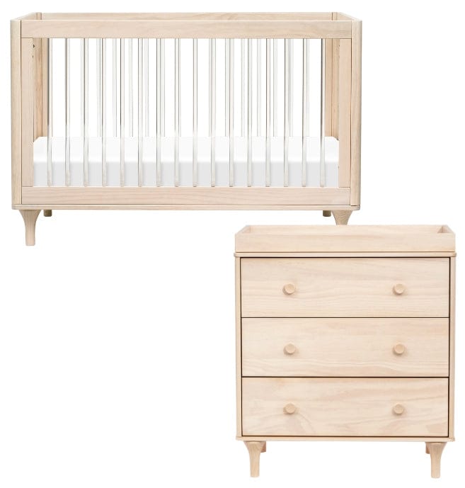 Babyletto Lolly 3-in-1 Convertible Crib + 3-Drawer Changer Dresser Bundle - Washed Natural / Acrylic / Washed Natural - M9001KNX-M9023NX