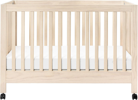 Babyletto Maki Full-Size Portable Folding Crib w/Toddler Bed Conversion Kit - Washed Natural - M6601NX
