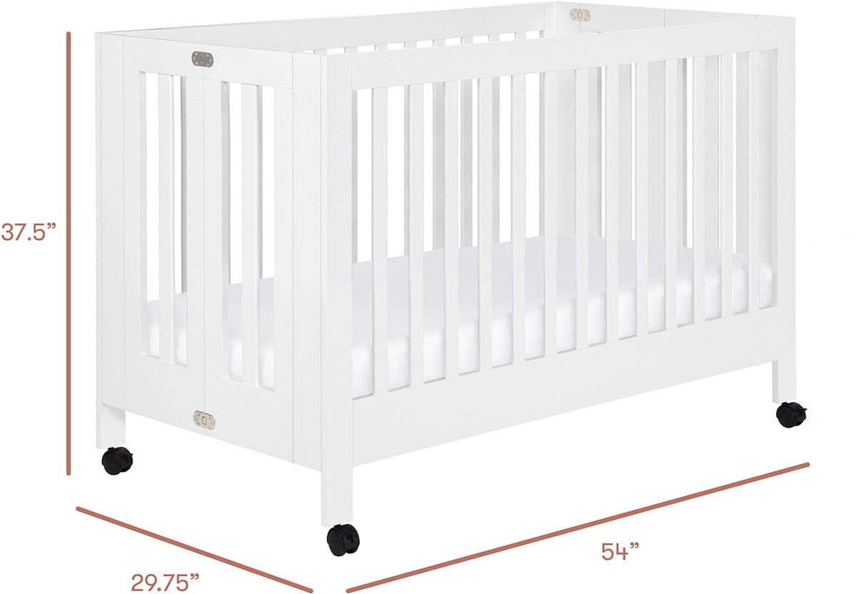 Babyletto Maki Full-Size Portable Folding Crib w/Toddler Bed Conversion Kit - White - M6601W