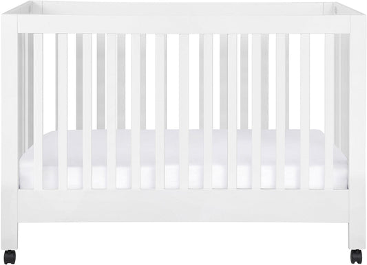 Babyletto Maki Full-Size Portable Folding Crib w/Toddler Bed Conversion Kit - White - M6601W