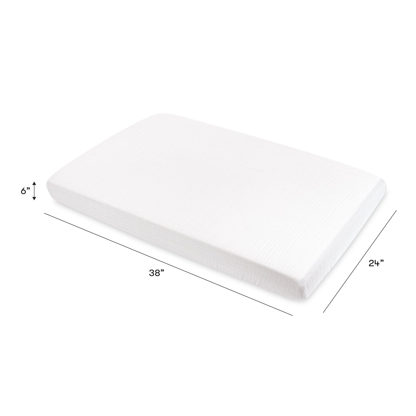 Babyletto Mini Crib Sheet in GOTS Certified Organic Muslin Cotton - White - T29436