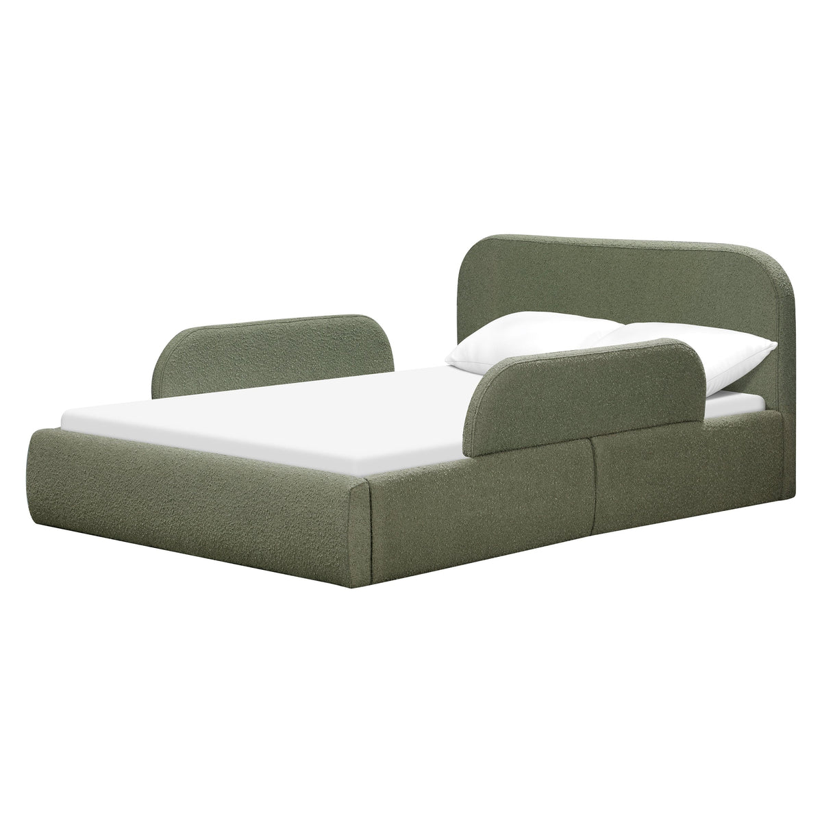 Babyletto Nara Full Floor Bed - Performance Olive Boucle