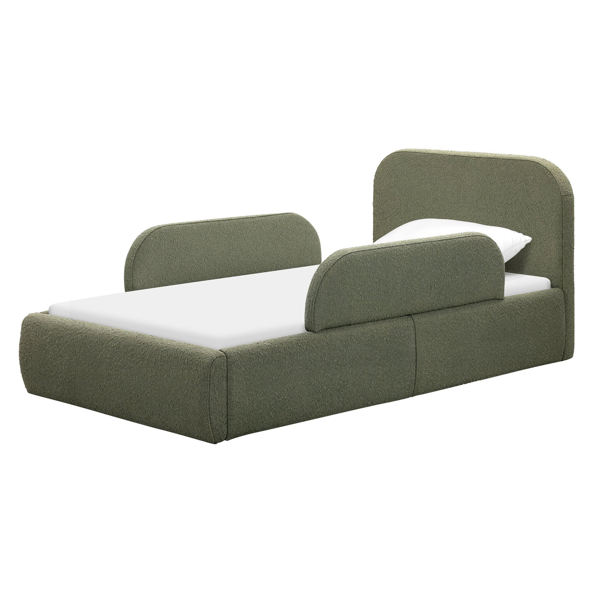 Babyletto Nara Twin Floor Bed - Performance Olive Boucle