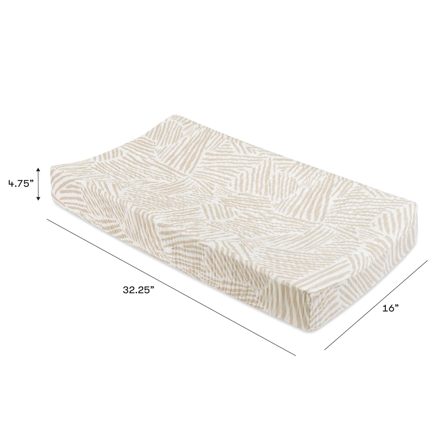 Babyletto Quilted Changing Pad Cover in GOTS Certified Organic Muslin Cotton - Oat Stripe - T29237