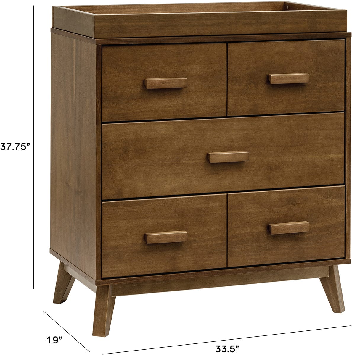 Babyletto Scoot 3-Drawer Changer Dresser w/Removable Changing Tray - Natural Walnut - M5823NL