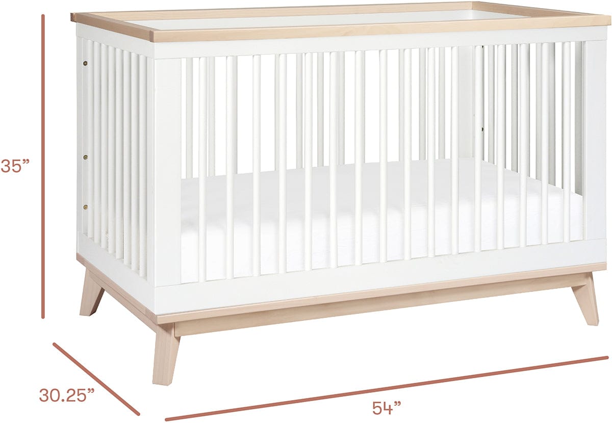 Babyletto Scoot 3-in-1 Convertible Crib w/Toddler Bed Conversion Kit - White / Washed Natural - M5801WNX