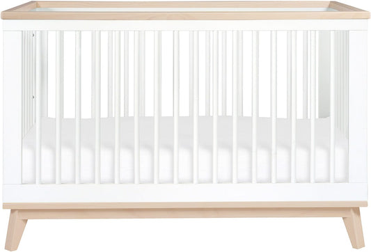 Babyletto Scoot 3-in-1 Convertible Crib w/Toddler Bed Conversion Kit - White / Washed Natural - M5801WNX