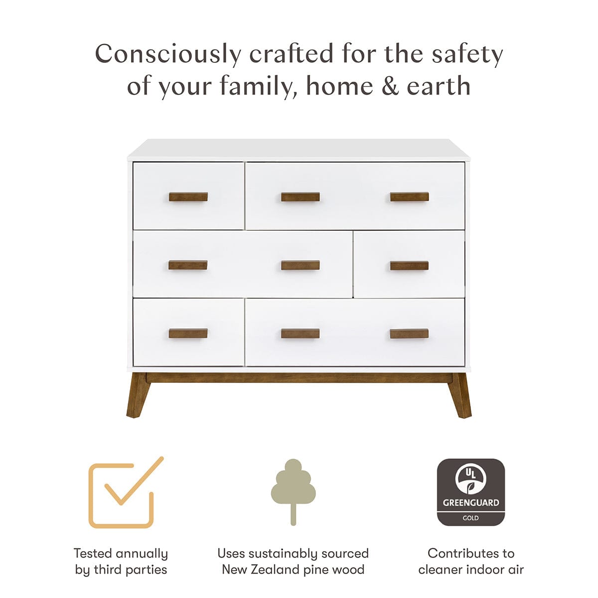 Babyletto Scoot 6-Drawer Dresser - White / Natural Walnut - M5826WNL