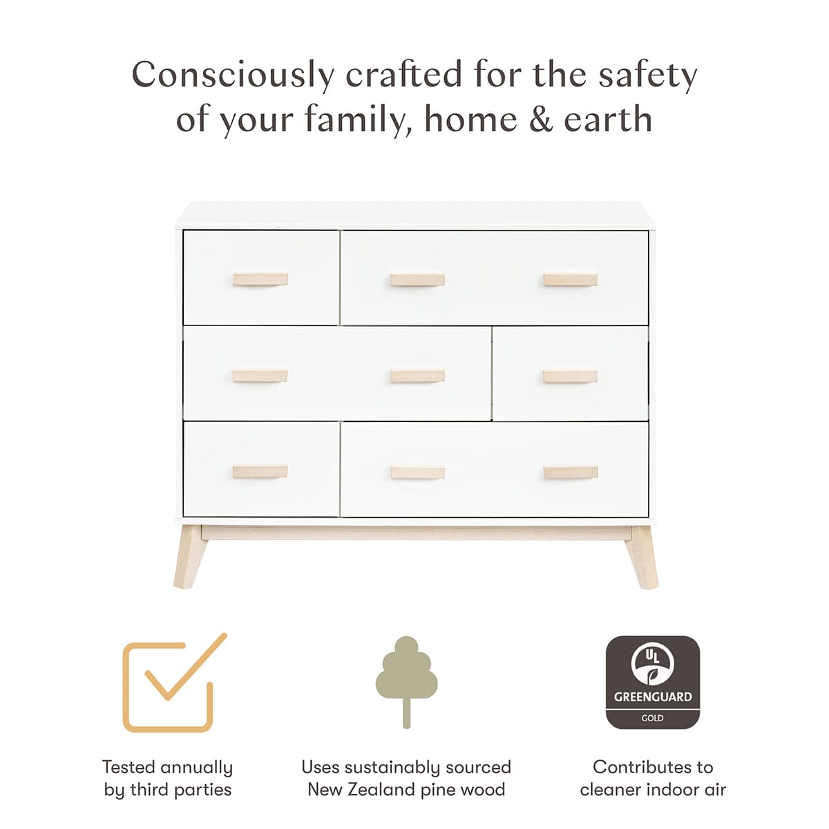 Babyletto Scoot 6-Drawer Dresser - White / Washed Natural - M5826WNX