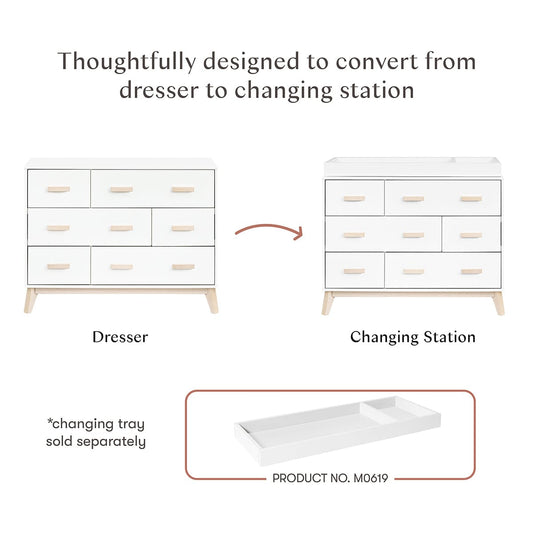 Babyletto Scoot 6-Drawer Dresser - White / Washed Natural - M5826WNX