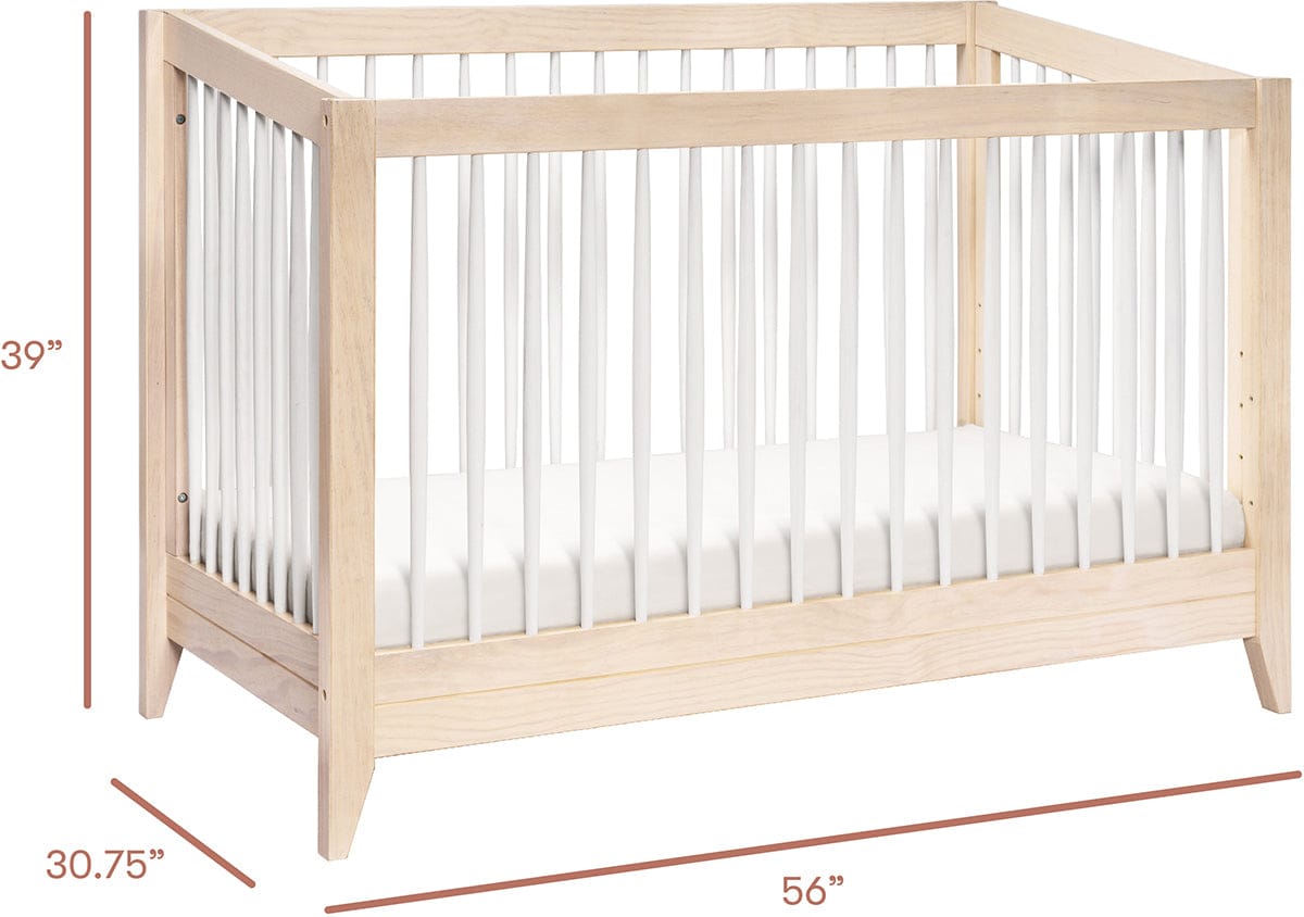 Babyletto Sprout 4-in-1 Convertible Crib w/Toddler Bed Conversion Kit - Washed Natural / White - M10301NXW
