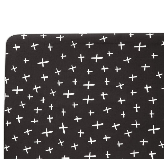 Babyletto Tuxedo Monochrome Cross Mini Crib Sheet - T11571