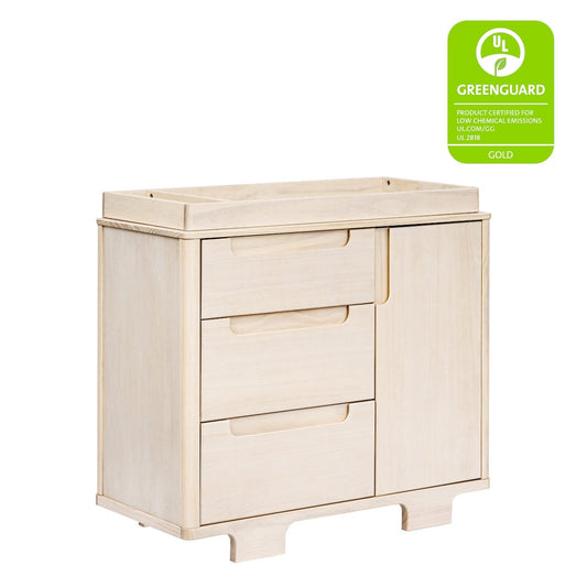 Babyletto Yuzu 3-Drawer Changer Dresser, KD w/Removable Changing Tray - Washed Natural - M23423NX
