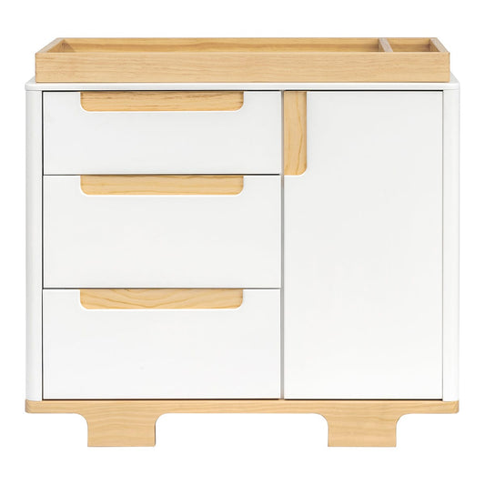 Babyletto Yuzu 3-Drawer Changer Dresser, KD w/Removable Changing Tray - White / Natural - M23423WN