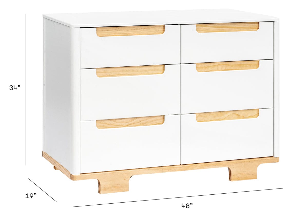 Babyletto Yuzu 6-Drawer Dresser, KD - White / Natural - M23426WN