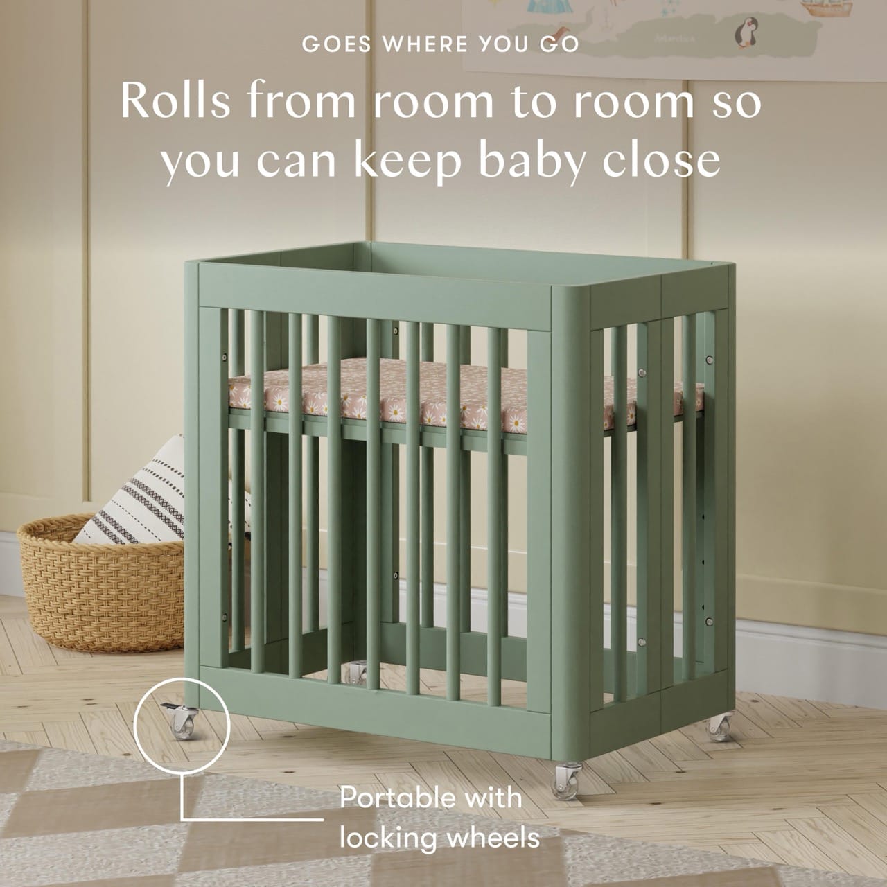 Babyletto Yuzu 8-in-1 Convertible Crib with All-Stages Conversion Kit - Light Sage - M23401LS