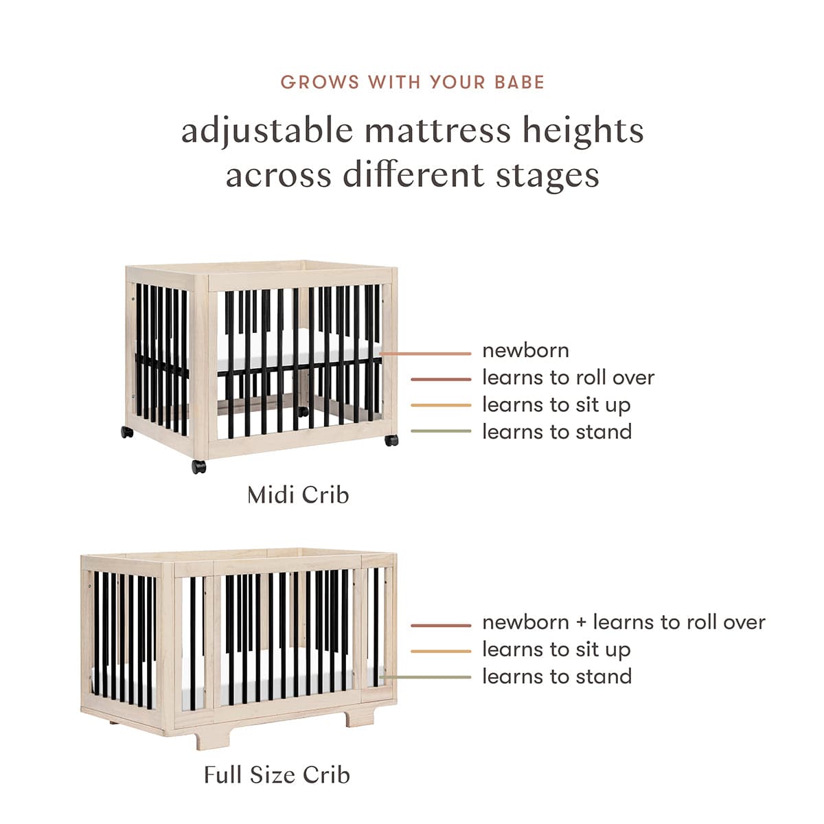 Babyletto Yuzu 8-in-1 Convertible Crib with All-Stages Conversion Kit - Washed Natural / Black - M23401NXB