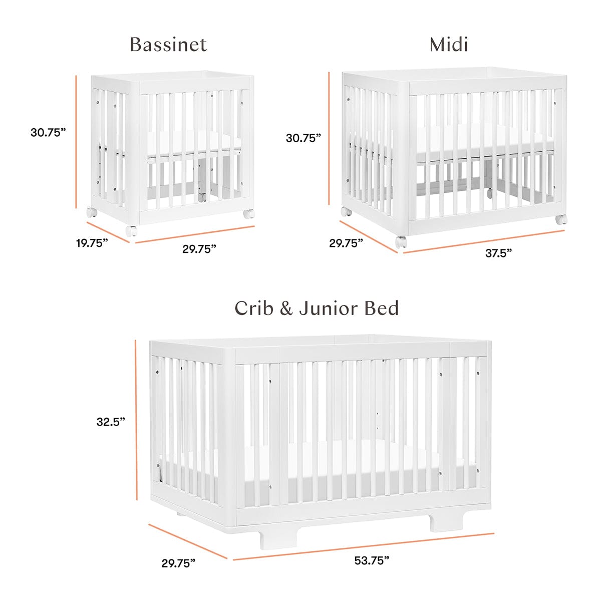 Babyletto Yuzu 8-in-1 Convertible Crib with All-Stages Conversion Kit - White - M23401W