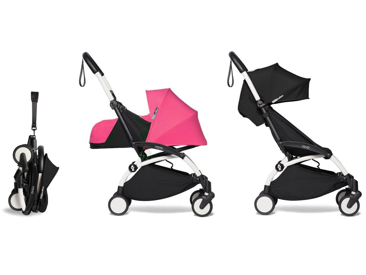 Babyzen YOYO2 Ultra Compact Complete 0+ (2018 Grey Fleece Lined)/6+ Stroller - White / Black / Pink - US10109-01-US10112-05-US10105-02