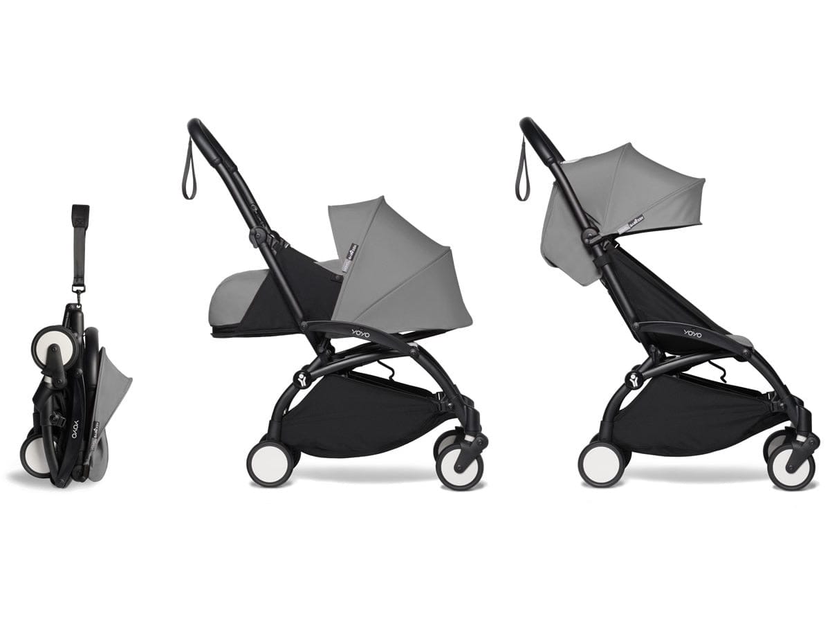 Babyzen YOYO2 Ultra Compact Complete 0+ (2018 Grey Fleece Lined)/6+ Stroller - Black / Grey
