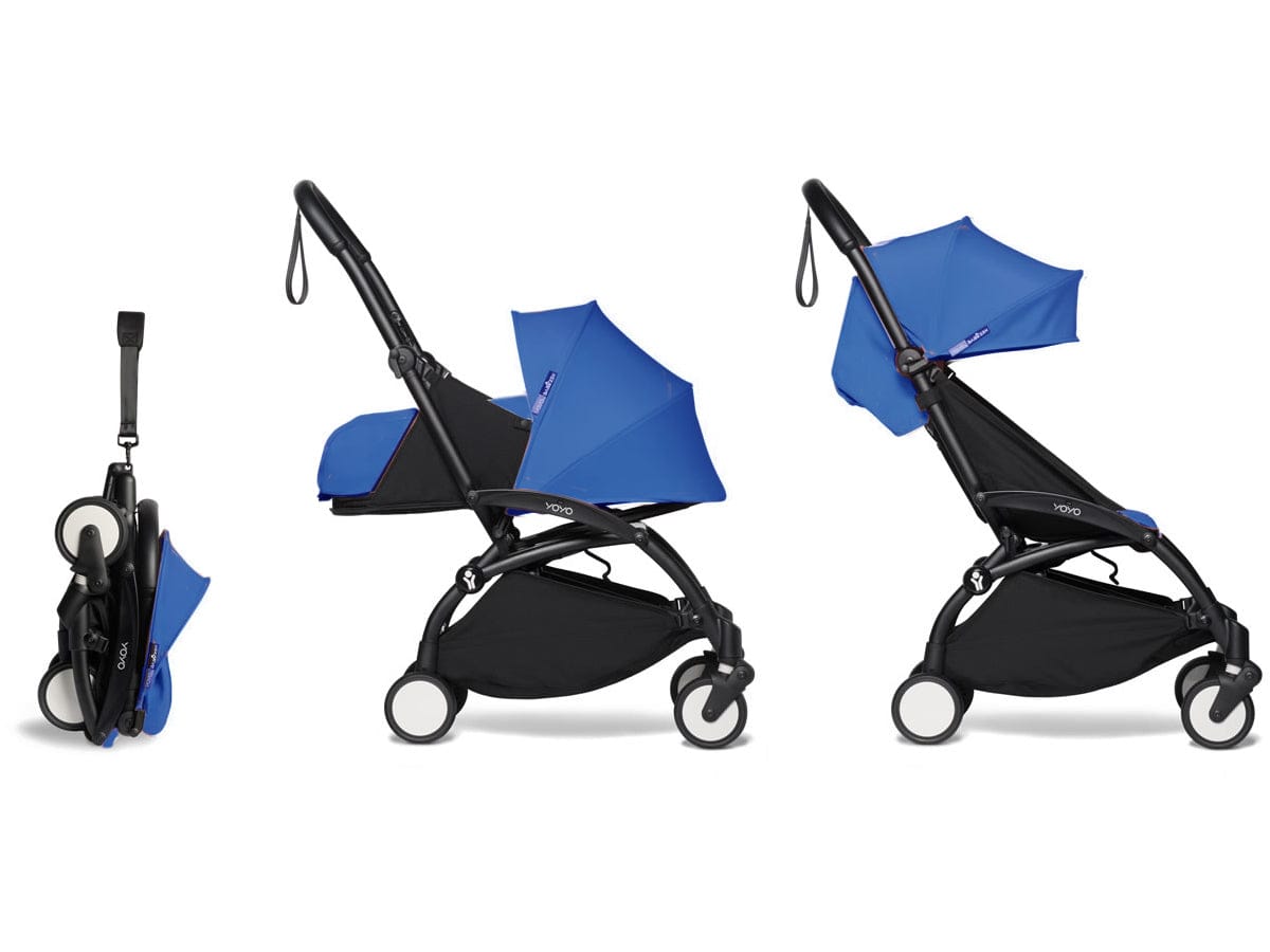 Babyzen YOYO2 Ultra Compact Complete 0+ (2018 Grey Fleece Lined)/6+ Stroller - Black / Blue