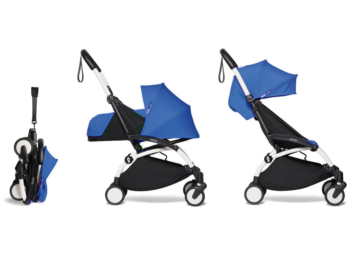 Babyzen YOYO2 Ultra Compact Complete 0+ (2018 Grey Fleece Lined)/6+ Stroller - White / Blue