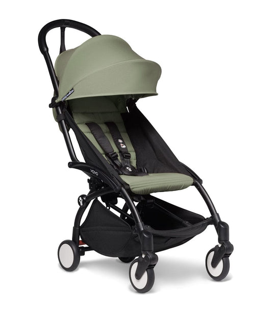 Babyzen YOYO2 Ultra Compact Complete 0+/6+ Stroller & Rolling Bag Bundle - Black / Olive - 604502-0-6-RB-OLV