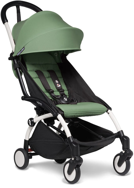Babyzen YOYO2 Ultra Compact Complete 0+/6+ Stroller & Rolling Bag Bundle - White/Peppermint - 604501-0-6-RB-PEP