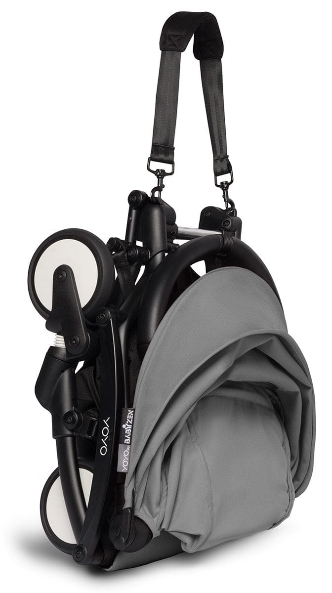 Babyzen YOYO2 Ultra Compact Complete 6+ Stroller & Rolling Bag Bundle - Black/Grey - 604502-6-RB-GRY