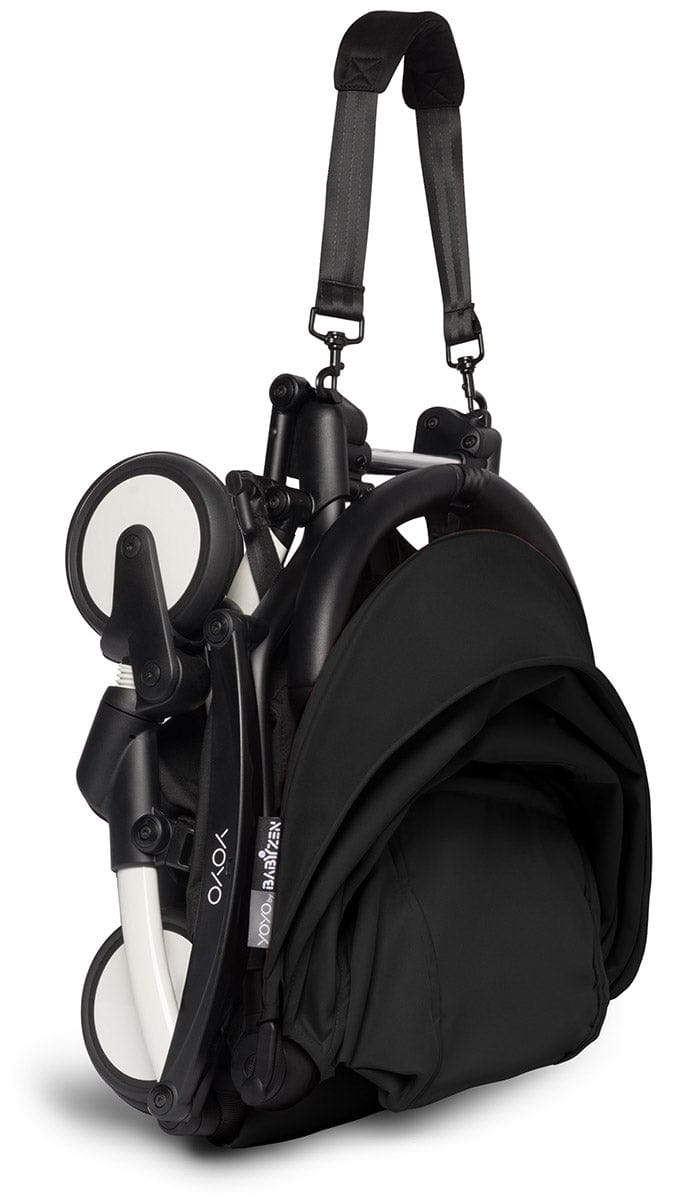 Babyzen YOYO2 Ultra Compact Complete 6+ Stroller & Rolling Bag Bundle - White/Black - 604501-6-RB-BLK