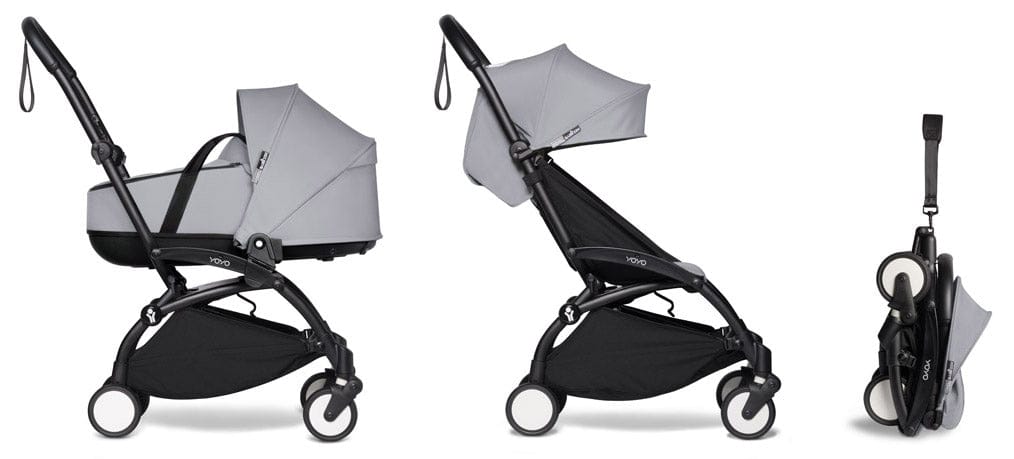 Babyzen YOYO2 Ultra Compact Complete 6+ Stroller with Bassinet - Black / Stone - 604502-605110-6-STN