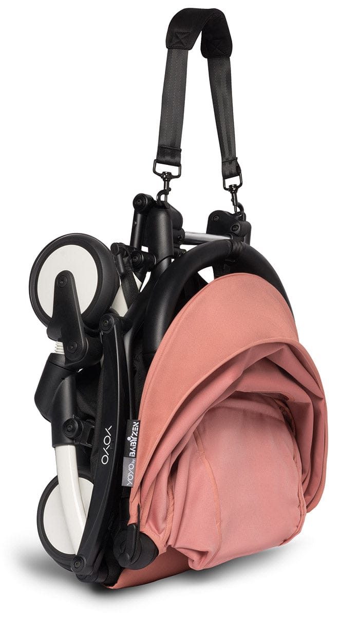Babyzen YOYO2 Ultra Compact Complete 6+ Stroller with Bassinet Bundle - White/Ginger - 604501-605106-6-GIN