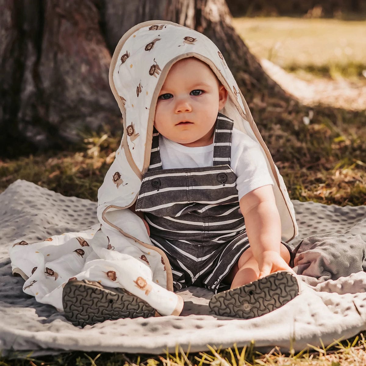 Bamboo Little Hooded Baby Towel & Washcloth Set - Lion - TOW-WAS-LIO-W