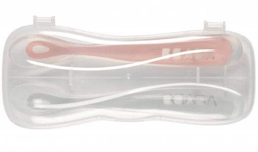 Beaba Set of 2 Spoon Travel Set - Cloud/Rose - 913469