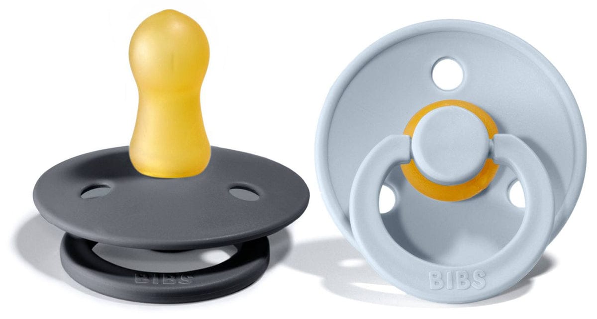 BIBS Original Colour Pacifier, 2 Pack - Iron/Baby Blue - Size 2 (6+ m) - 120223