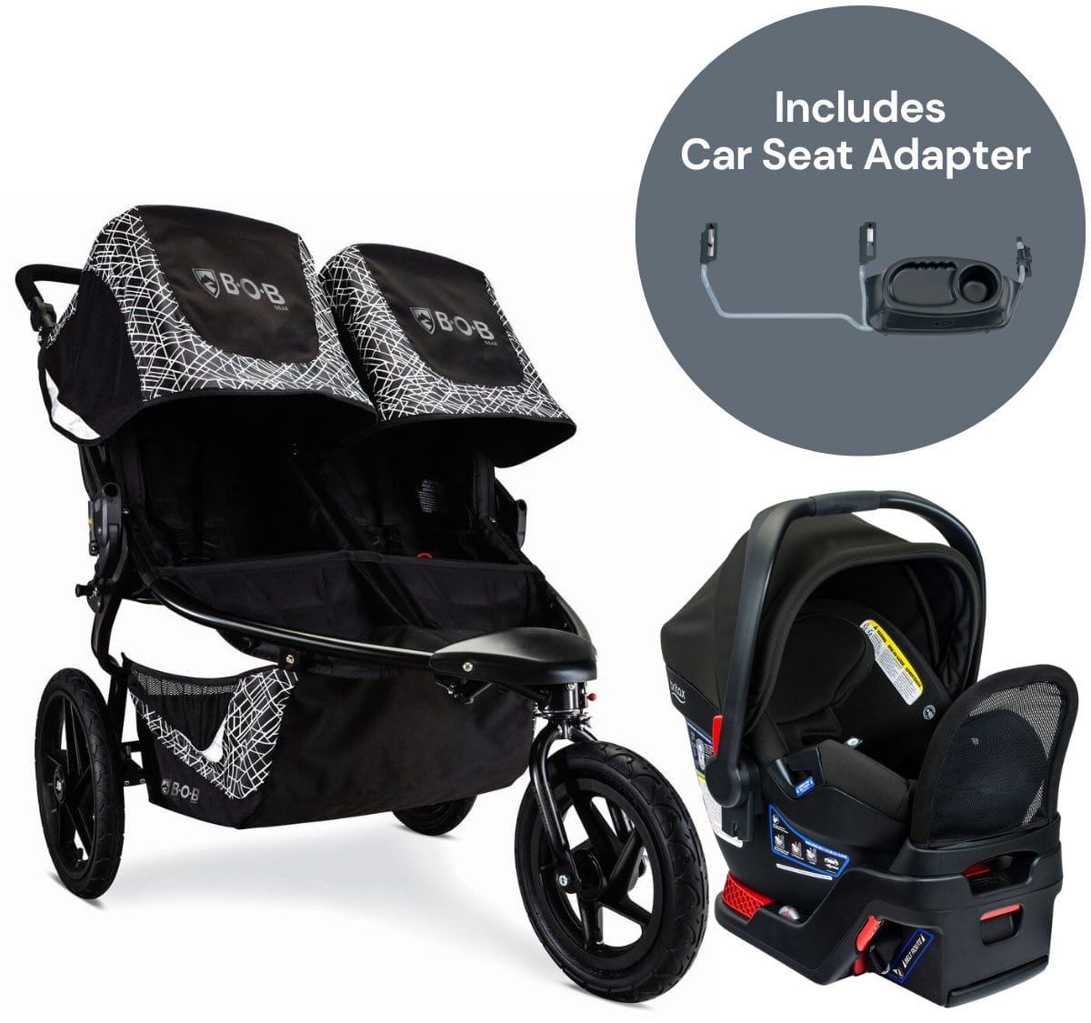BOB 2020 Revolution Flex 3.0 Duallie + Britax B-Safe Gen2 FlexFit+ Travel System Bundle - Lunar Black / Jet - U231950-E1C767N