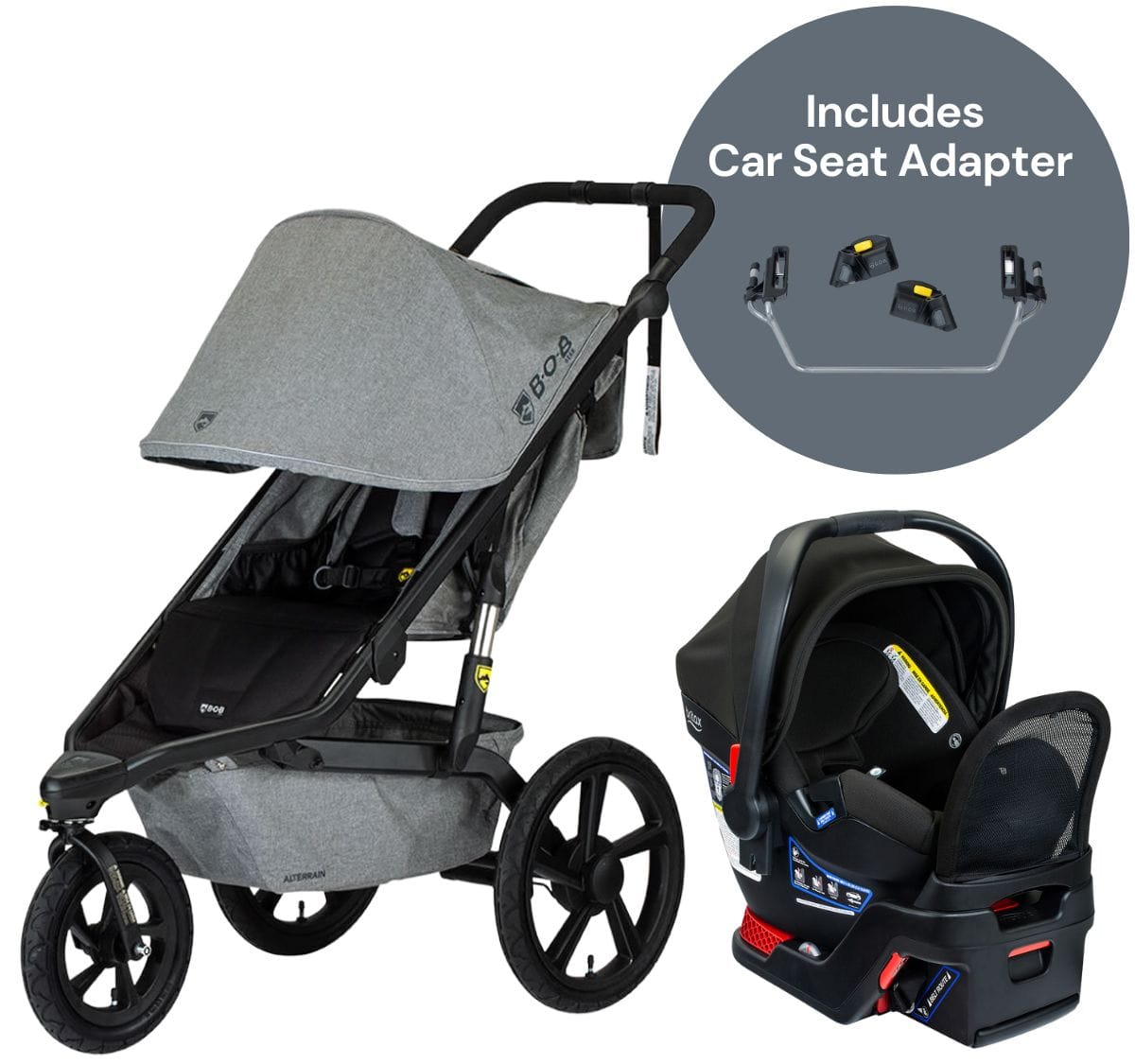 BOB Alterrain Jogging Stroller + Britax B-Safe Gen2 FlexFit+ Travel System Bundle - Melange Gray / Jet - U921962-E1C767N