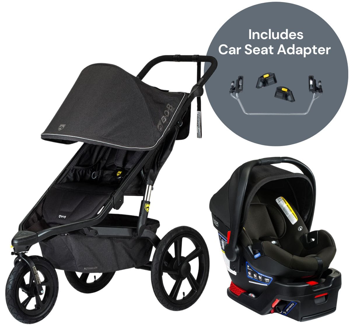 BOB Alterrain Jogging Stroller + Britax B-Safe Gen2 Travel System Bundle - Melange Black / Eclipse Black - U921954-E1C732C
