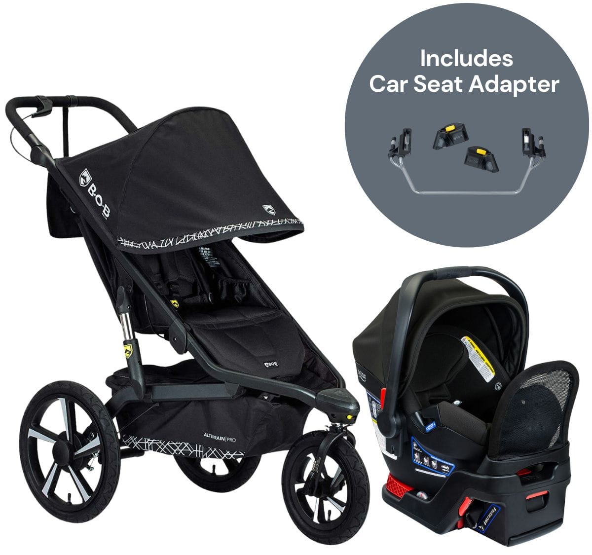 BOB Alterrain Pro Jogging Stroller + Britax B-Safe Gen2 FlexFit+ Travel System Bundle - Lunar / Jet - U991915-E1C767N