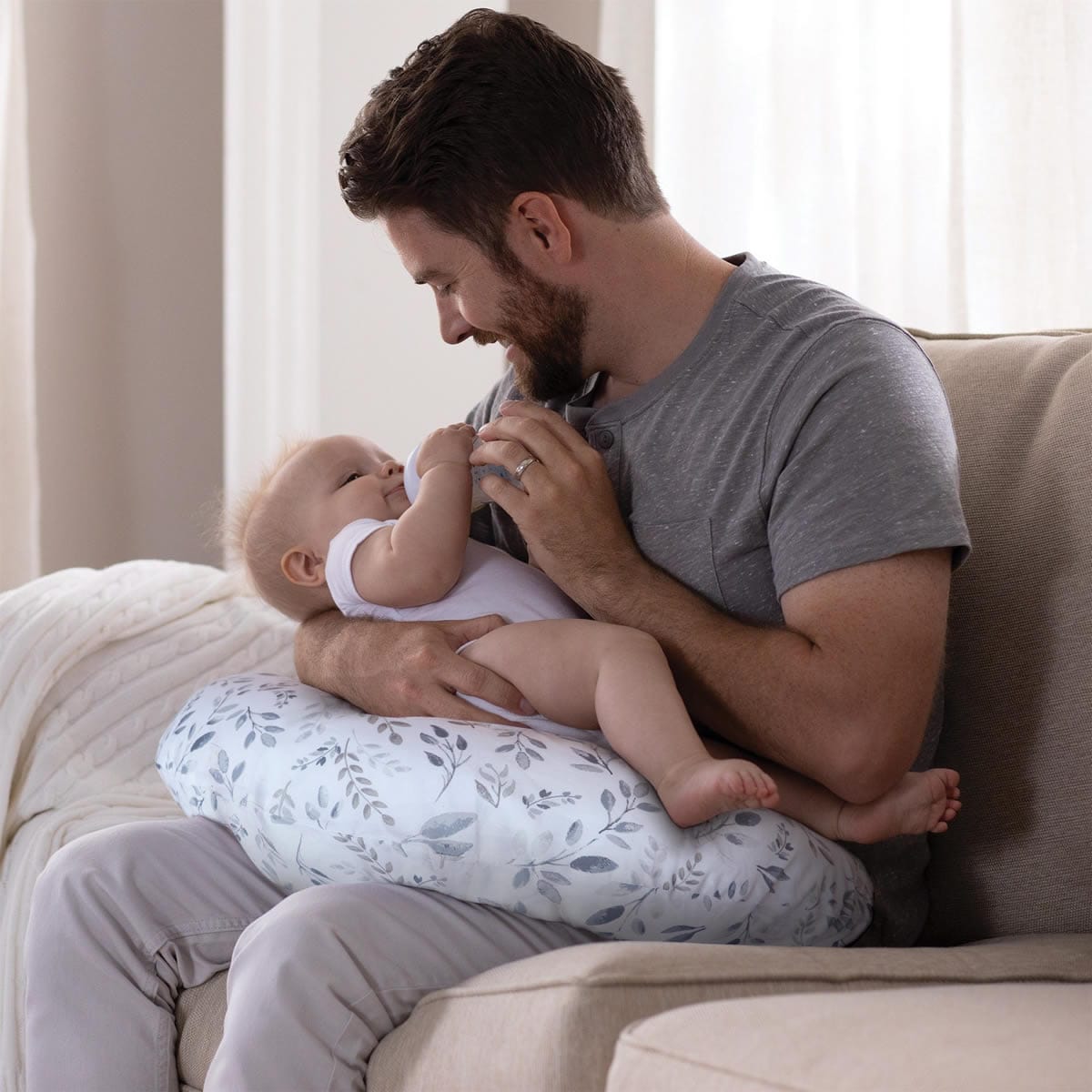 Boppy Original Feeding & Infant Support Pillow - Gray Taupe Leaves - 56029020490