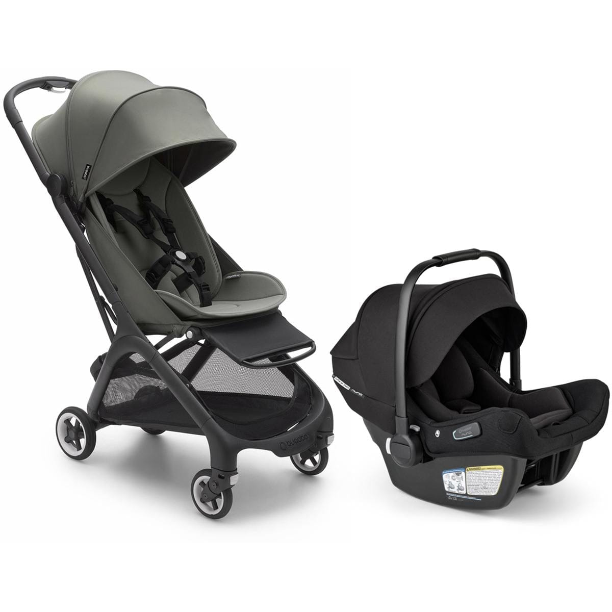 Bugaboo Butterfly 1 + Turtle Air Shield Travel System Bundle - Black / Forest Green / Black - 100025001-400016001-B