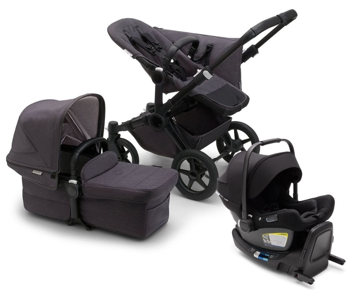 Bugaboo Donkey 5 Mineral Mono + Turtle Air Travel System Bundle - Black / Washed Black / Black - D5-MONO-TS-100000050-TA
