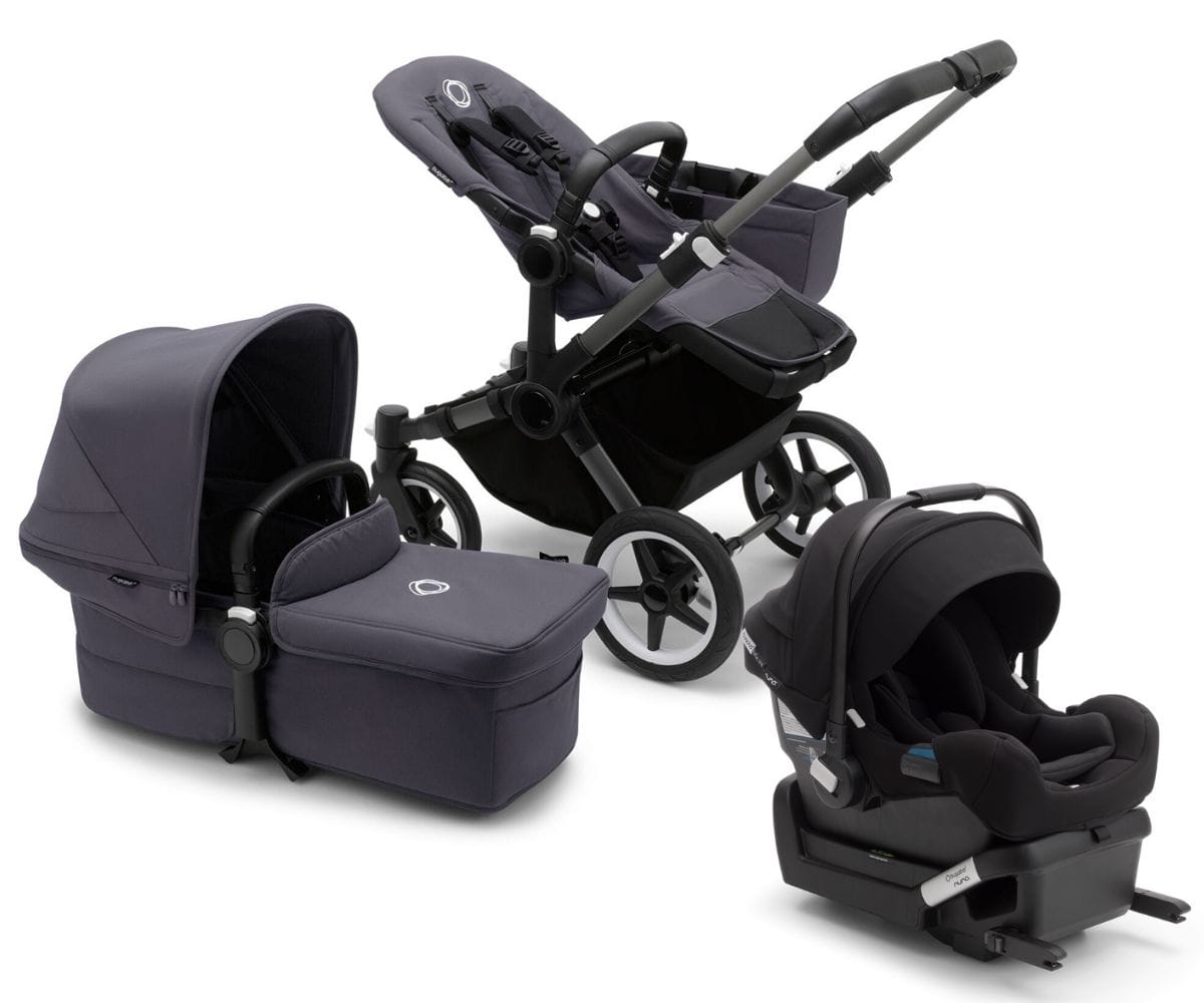 Bugaboo Donkey 5 Mono + Turtle One Travel System Bundle - Graphite / Stormy Blue / Stormy Blue / Black - D5-MONO-TS-100000048-TO