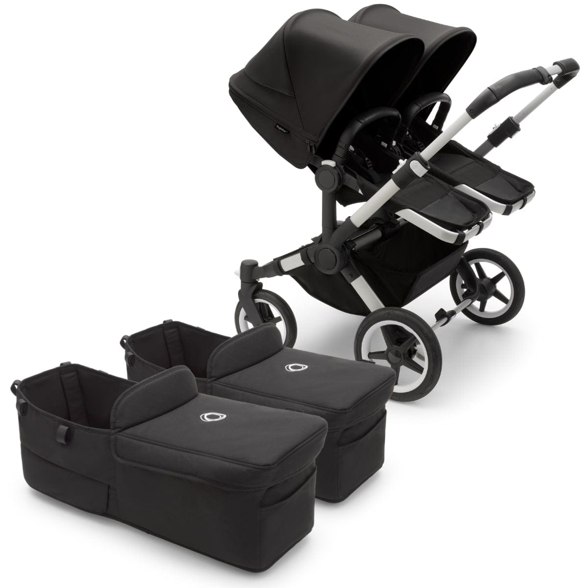 Bugaboo Donkey 5 Twin Complete Stroller Bundle - Aluminum / Midnight Black / Midnight Black / Black - D5-TWIN-100000047