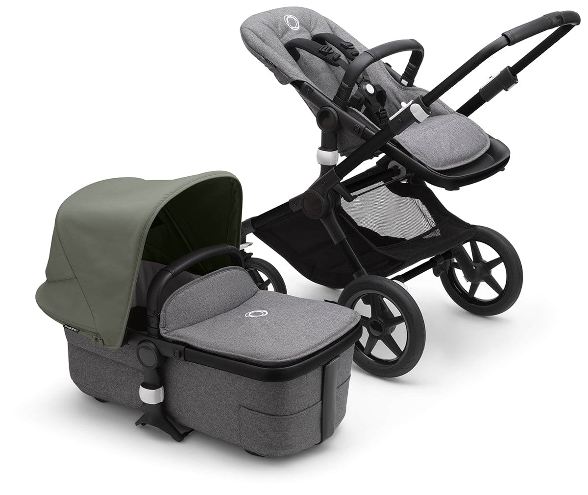 Bugaboo Fox3 Complete Stroller Bundle - Black / Grey Melange / Forest Green - 2306010051-2306010063
